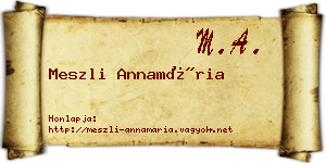 Meszli Annamária névjegykártya